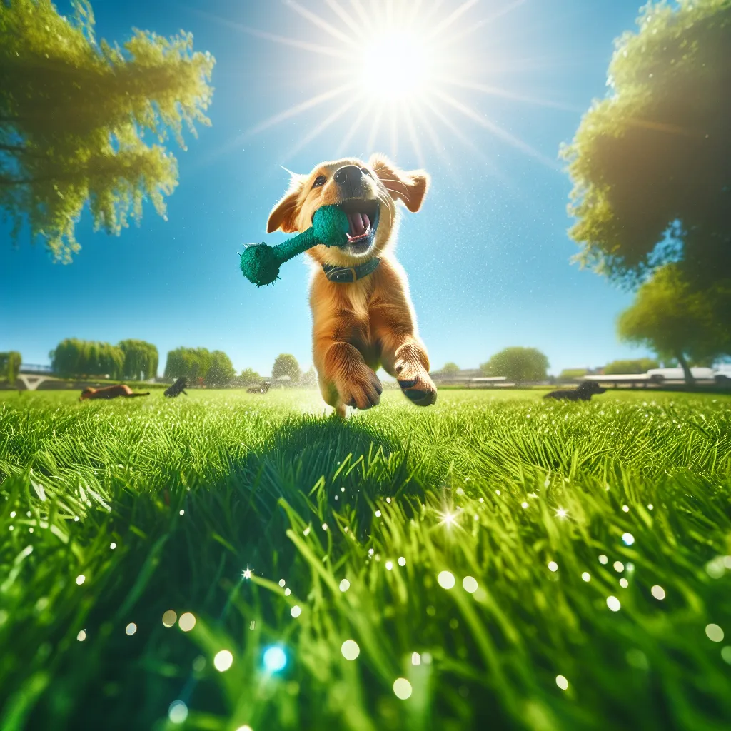 A joyful dog playing in a park